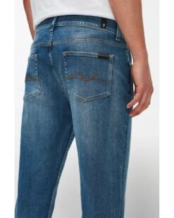 7 For All Mankind Mens Slimmy Tapered Stretch Tek Intuitive Jeans, Mid Blue Denim -Boss Shop 7 for all mankind mens slimmy tapered stretch tek intuitive jeans mid blue denim p41838 244534 image
