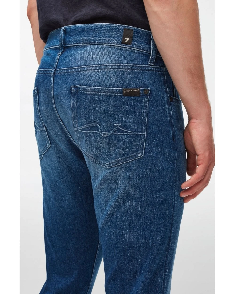 7 For All Mankind Mens Slimmy Tapered Stretch Tek Too Late Jeans, Mid Blue Denim 6 7 For All Mankind Mens Slimmy Tapered Stretch Tek Too Late Jeans, Mid Blue Denim - Image 4