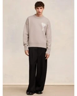 Ami Mens Oversized Heart Logo Jumper Light Beige 8 Ami Mens Oversized Heart Logo Jumper Light Beige -Boss Shop ami mens oversized heart logo jumper light beige p44740 284596 zoom
