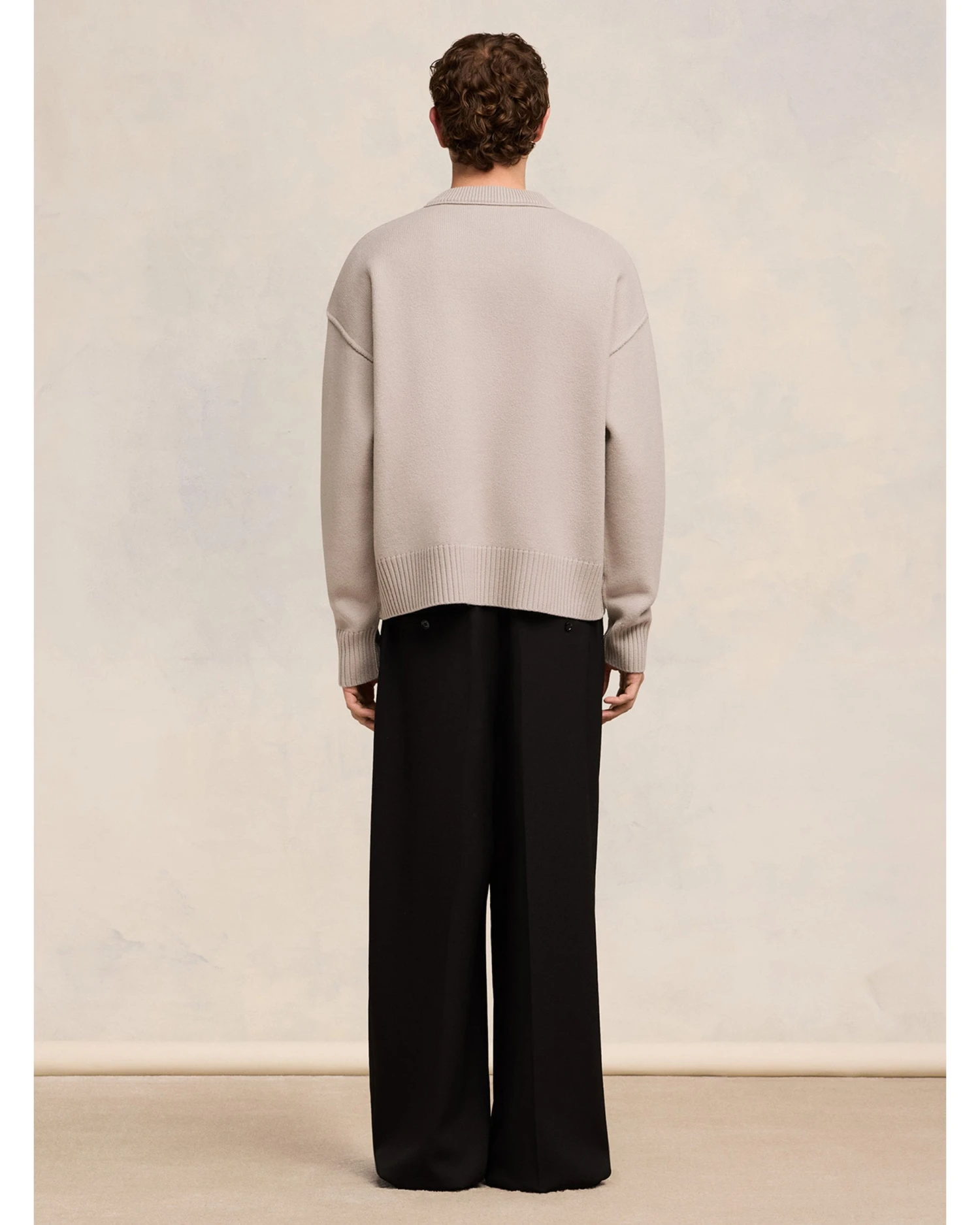 Ami Mens Oversized Heart Logo Jumper Light Beige 6 Ami Mens Oversized Heart Logo Jumper Light Beige - Image 4