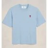 Ami Mens Oversized Heart Logo T-Shirt Heather Cashmere Blue -Boss Shop ami mens oversized heart logo t shirt heather cashmere blue p44733 284516 zoom