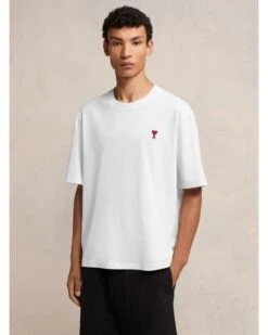 Ami Mens Oversized Heart Logo T-Shirt White -Boss Shop ami mens oversized heart logo t shirt white p44732 284506 zoom
