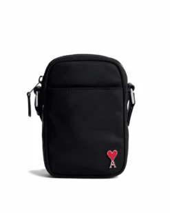 Ami Mens Phone Pouch Bag Black