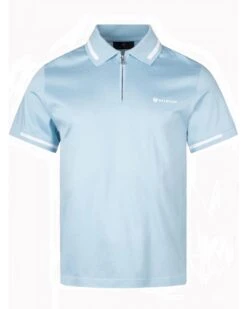 Belstaff Mens Graph Tip Zip Polo Shirt Skyline Blue