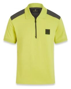 Belstaff Mens Reef Lime Yellow Zip Placket Polo Shirt