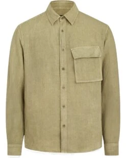 Belstaff Mens Scale Linen Shirt Aloe Green