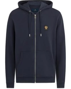 Belstaff Mens Zip Patch Hoodie Dark Ink