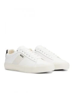 BOSS Mens Aiden Contrast Band Trainer Open White