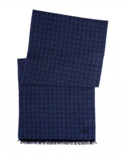 BOSS Mens Andrew Blue Glen Checked Scarf
