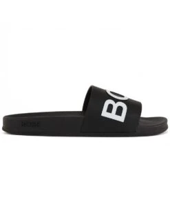BOSS Mens Black Italian-Made Logo Strap Slides -Boss Shop boss mens black italian made logo strap slides p42807 254422 image