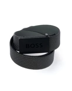 BOSS Mens Black Logo Buckle Belt
