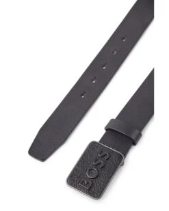BOSS Mens Black Logo Plaque Buckle Italian Leather Belt -Boss Shop boss mens black logo plaque buckle italian leather belt p41463 244796 image