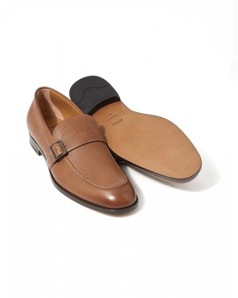 BOSS Mens Brighton Loafers, Grained Leather Tan Shoes 4 BOSS Mens Brighton Loafers, Grained Leather Tan Shoes - Image 2