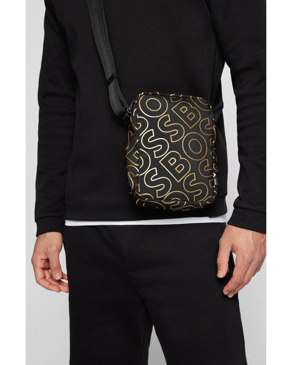 BOSS Mens Catch Black Logo Print Reporter Bag 4 BOSS Mens Catch Black Logo Print Reporter Bag - Image 2