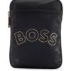 BOSS Mens Catch_GL Black Structured Nylon Logo Neck Pouch Bag -Boss Shop boss mens catch gl black structured nylon logo neck pouch bag p41465 245988 zoom