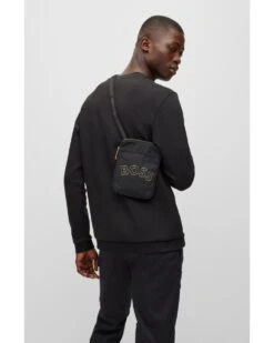 BOSS Mens Catch_GL Black Structured Nylon Logo Neck Pouch Bag -Boss Shop boss mens catch gl black structured nylon logo neck pouch bag p41465 245989 image