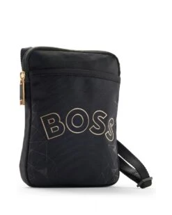 BOSS Mens Catch_GL Black Structured Nylon Logo Neck Pouch Bag -Boss Shop boss mens catch gl black structured nylon logo neck pouch bag p41465 245991 image