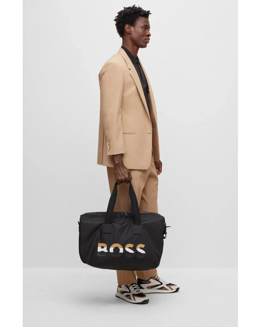 BOSS Mens Catch Signature Stripe Logo Holdall Black 5 BOSS Mens Catch Signature Stripe Logo Holdall Black - Image 3