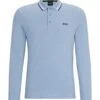 BOSS Mens Cotton Plique Polo Shirt Open Blue -Boss Shop boss mens cotton plique polo shirt open blue p43802 276302 zoom
