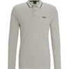 BOSS Mens Cotton Plique Polo Shirt Open Grey -Boss Shop boss mens cotton plique polo shirt open grey p43803 278408 image