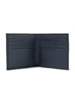 BOSS Mens Crosstown Dark Blue Grained-Leather Billfold Monogram Wallet -Boss Shop boss mens crosstown dark blue grained leather billfold monogram wallet p41458 242105 zoom