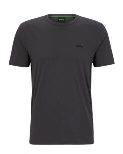 BOSS Mens Curved Logo T Shirt Dark Grey