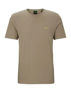 BOSS Mens Curved Logo T Shirt Light Pastel Green