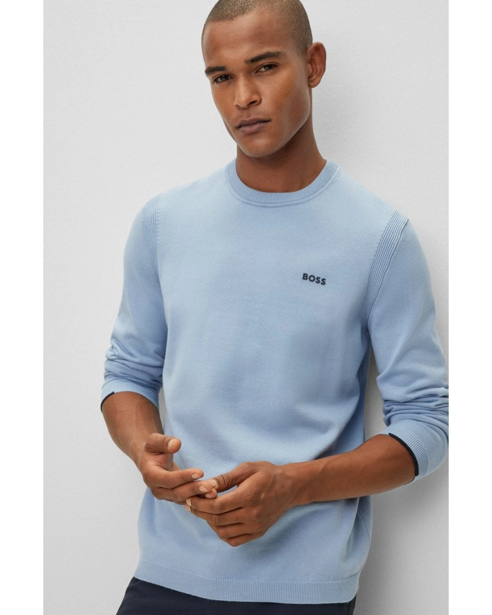 BOSS Boss Mens Ever X Crew Jumper Open Blue 5 BOSS Boss Mens Ever X Crew Jumper Open Blue - Image 3