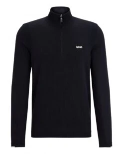 BOSS Mens Ever X Quarter Zip Jumper Dark Blue