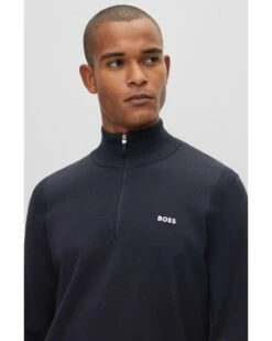 BOSS Mens Ever X Quarter Zip Jumper Dark Blue -Boss Shop boss mens ever x quarter zip jumper dark blue p44463 279778 image