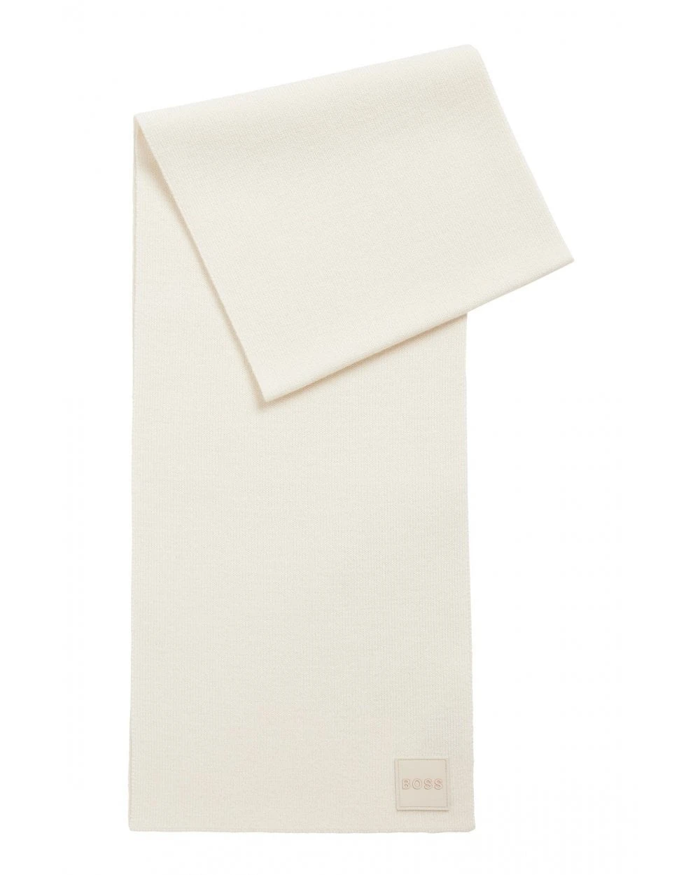 BOSS Mens Foxon White Ribbed-Structure Scarf 3 BOSS Mens Foxon White Ribbed-Structure Scarf