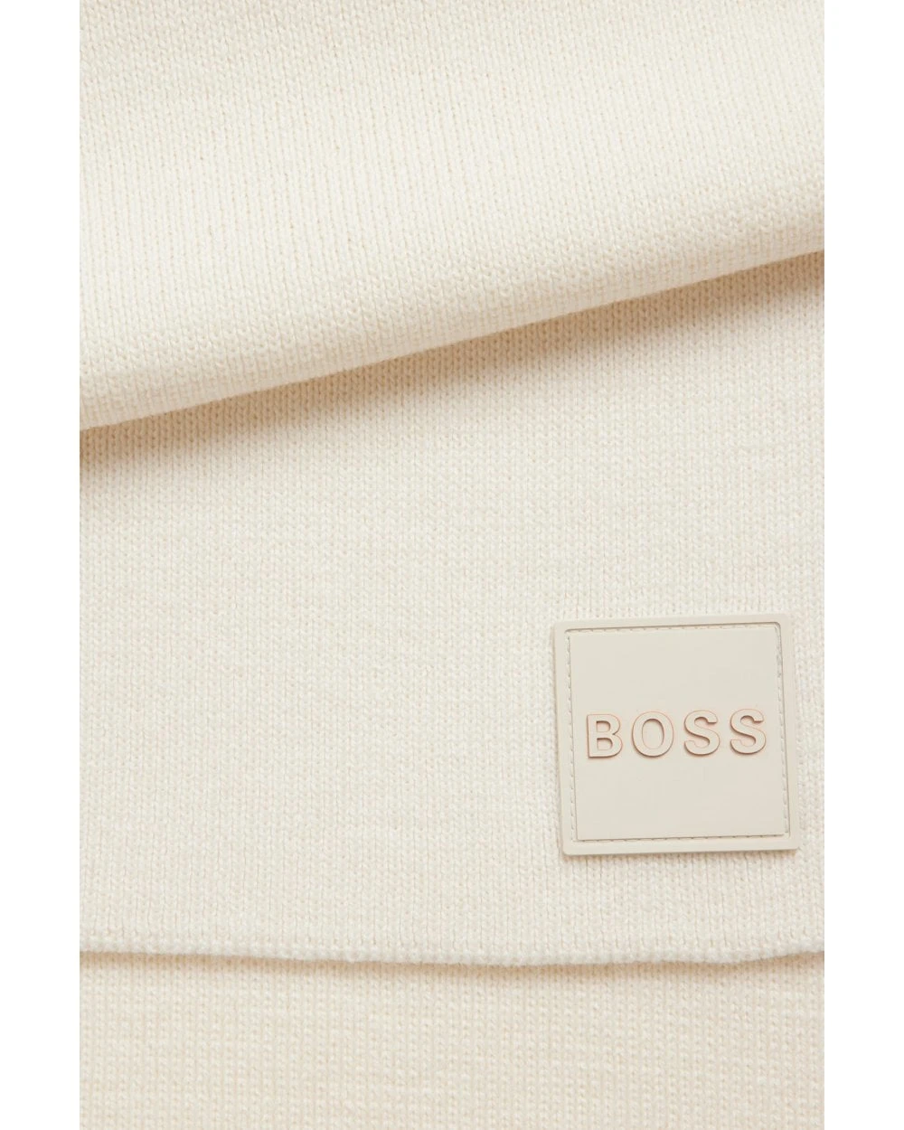 BOSS Mens Foxon White Ribbed-Structure Scarf 6 BOSS Mens Foxon White Ribbed-Structure Scarf - Image 4