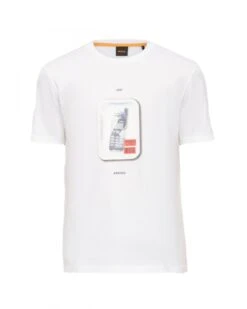 BOSS Mens Fragile Phone T Shirt White