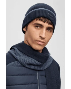 BOSS Mens Gifty Boxed Scarf And Hat Set Blue -Boss Shop boss mens gifty boxed scarf and hat set blue p43682 278634 image