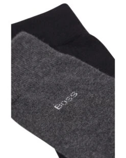 BOSS Mens Grey/Black Two-Pack Cotton-Blend Regular Length Socks -Boss Shop boss mens grey black two pack cotton blend regular length socks p41471 244808 image
