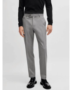 BOSS Mens H Genius Slim Fit Trousers Silver Grey -Boss Shop boss mens h genius slim fit trousers silver grey p44526 280681 zoom