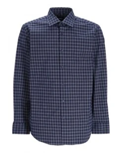 BOSS Mens H Hank Kent Navy Blue Checked Shirt