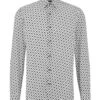 BOSS Mens H-Hank-Kent White/Navy Slim Fit Monogram Print Shirt -Boss Shop boss mens h hank kent white navy slim fit monogram print shirt p42492 255677 zoom