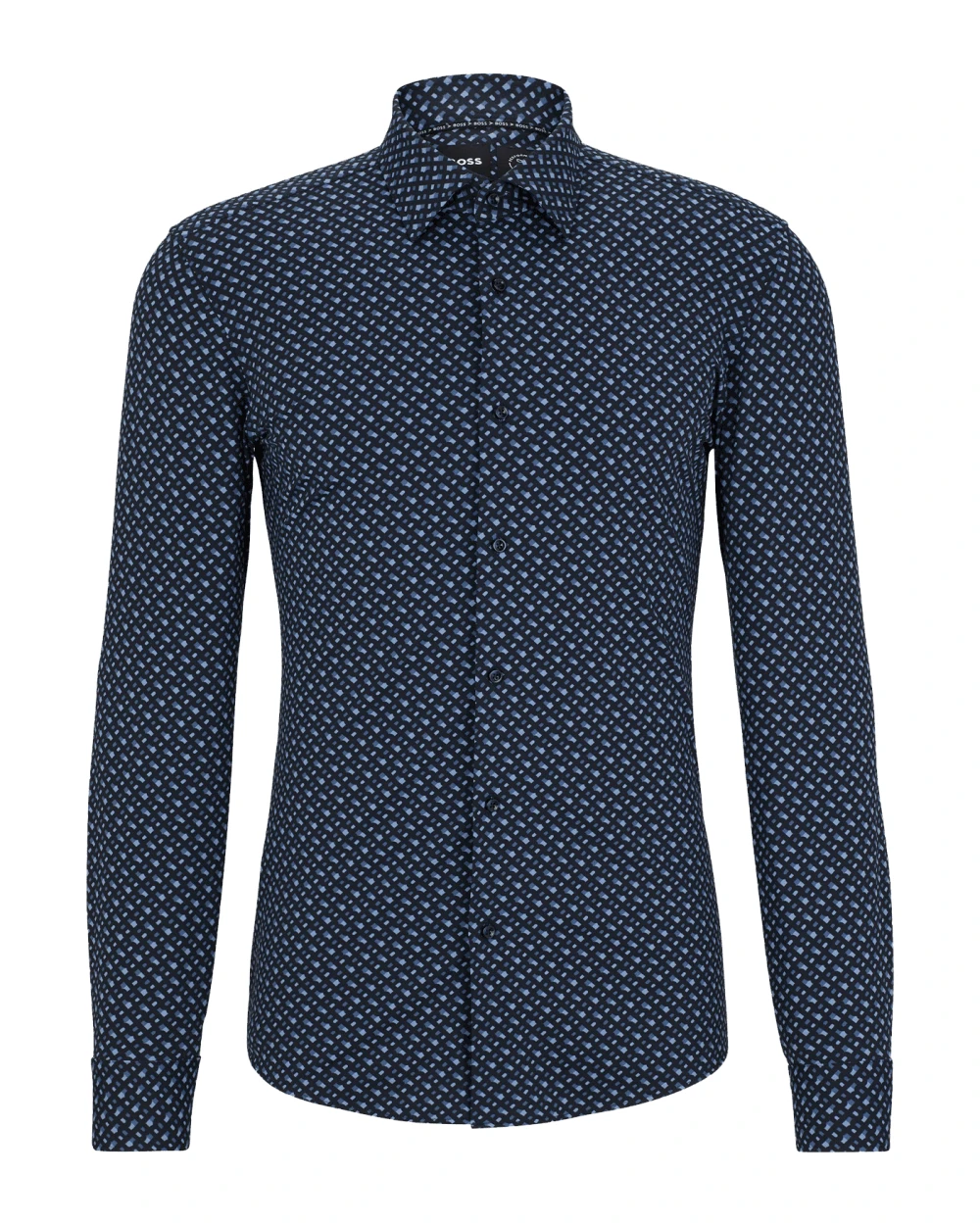 BOSS Mens H Hank Monogram Shirt Open Blue 3 BOSS Mens H Hank Monogram Shirt Open Blue