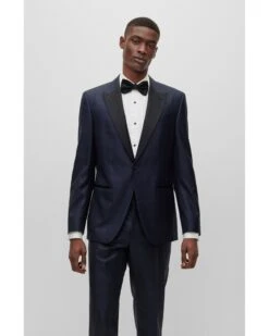 BOSS Mens H Huge Checkered Wool/Silk Slim Fit Tuxedo, Dark Blue Suit 9 BOSS Mens H Huge Checkered Wool/Silk Slim Fit Tuxedo, Dark Blue Suit -Boss Shop boss mens h huge checkered wool silk slim fit tuxedo dark blue suit p42500 258573 zoom