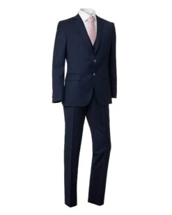 BOSS Mens H Huge Dark Blue Three-Piece Slim Fit Checked Suit