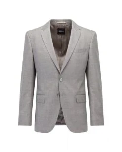 BOSS Mens H-Huge/H-Genius Silver Grey Slim Fit Wool Blend Suit -Boss Shop boss mens h huge h genius silver grey slim fit wool blend suit p40398 233799 image