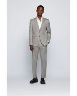 BOSS Mens H-Huge/H-Genius Silver Grey Slim Fit Wool Blend Suit -Boss Shop boss mens h huge h genius silver grey slim fit wool blend suit p40398 233815 image