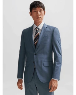 BOSS Mens H-Huge Micro Pattern Slim Fit Suit Medium Blue -Boss Shop boss mens h huge micro pattern slim fit suit medium blue p44529 280670 zoom