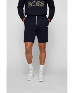 BOSS Mens Headlo Dark Blue Cotton Blend Regular Fit Shorts -Boss Shop boss mens headlo dark blue cotton blend regular fit shorts p41321 239897 image