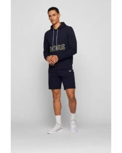 BOSS Mens Headlo Dark Blue Cotton Blend Regular Fit Shorts -Boss Shop boss mens headlo dark blue cotton blend regular fit shorts p41321 239913 image