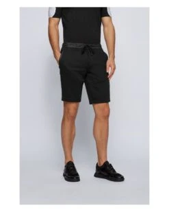 BOSS Mens Liem Black Slim Fit Sweat Shorts -Boss Shop boss mens liem black slim fit sweat shorts p39000 203666 image