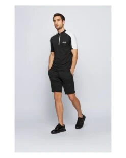 BOSS Mens Liem Black Slim Fit Sweat Shorts -Boss Shop boss mens liem black slim fit sweat shorts p39000 203682 image