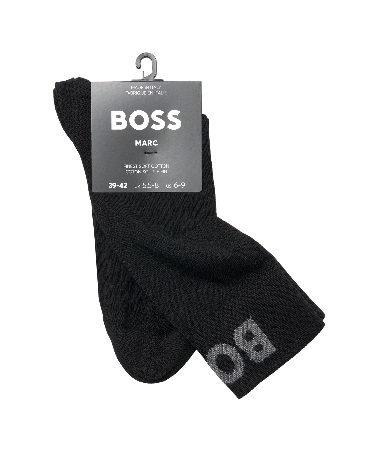 BOSS Mens Marc Black Round Logo Cotton Socks 3 BOSS Mens Marc Black Round Logo Cotton Socks