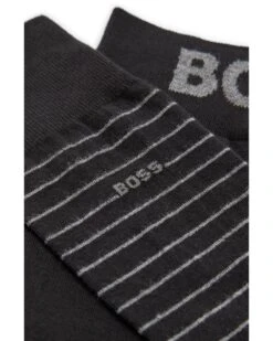 BOSS Mens Marc Black Two-Pack Solid/Striped Regular Length Socks 6 BOSS Mens Marc Black Two-Pack Solid/Striped Regular Length Socks -Boss Shop boss mens marc black two pack solid striped regular length socks p41469 245977 image